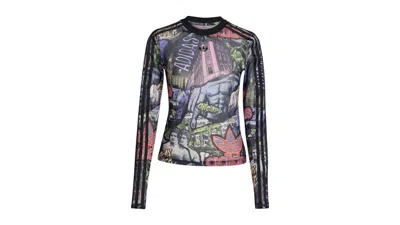 Pre-owned Adidas Originals Women's Adidas X Jeremy Scott Aop Power Mesh T-shirt