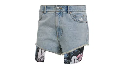 Pre-owned Adidas Originals Women's Adidas X Jeremy Scott Denim Shorts In Indigo Denim