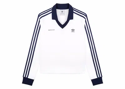 Pre-owned Adidas Originals Women's Adidas X Sporty & Rich Soccer Jersey In White/navy Blue In Multi