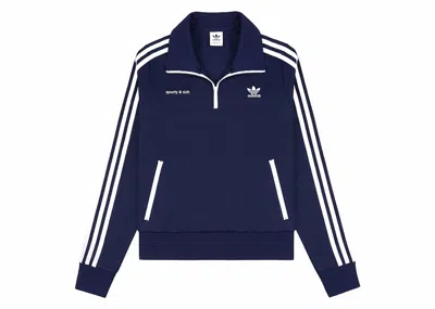 Pre-owned Adidas Originals Women's Adidas X Sporty & Rich Track Quarter Zip In Navy Blue/white In Multi