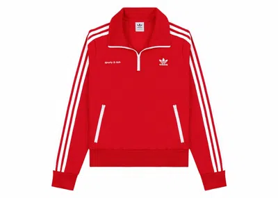 Pre-owned Adidas Originals Women's Adidas X Sporty & Rich Track Quarter Zip In Sports Red/white