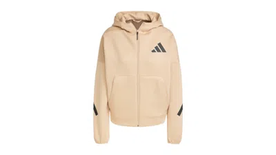 Pre-owned Adidas Originals Women's Adidas Z.n.e. Fullzip Hoodie In Magic Beige