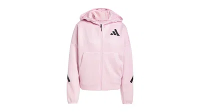 Pre-owned Adidas Originals Women's Adidas Z.n.e. Fullzip Hoodie In True Pink