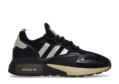 Pre-owned Adidas Originals Women's Adidas Zx 2k Boost Black Sneakers In Core Black/linen/gold Metallic