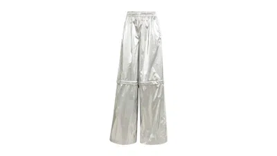 Pre-owned Adidas Originals Women's Adilenium Season 4 Teamgeist Oversized Silver Track Pants In Silver Metallic