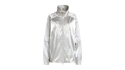 Pre-owned Adidas Originals Women's Adilenium Season 4 Teamgeist Oversized Silver Track Top In Silver Metallic