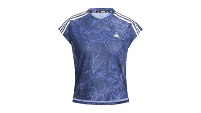 Pre-owned Adidas Originals Women's Aeroready T-shirt In Semi Cobalt Blue