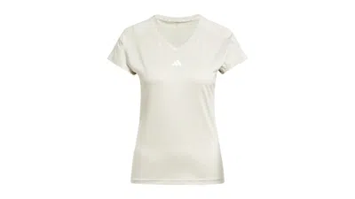 Pre-owned Adidas Originals Women's Aeroready Train Essentials Minimal Branding Vneck T-shirt In Wonder Alumina/white