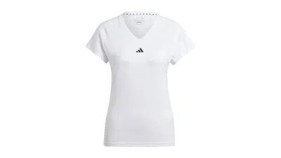 Pre-owned Adidas Originals Women's Aeroready Train Essentials Minimal Branding Vneck Tee Shirt In White