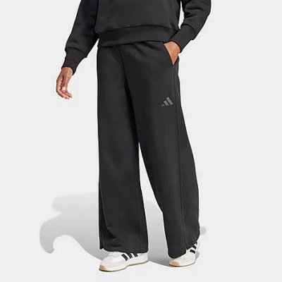 Adidas Originals Women's All Szn Fleece Loose Wide-leg Pants In Black