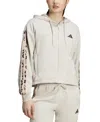 Adidas Originals Women's Animal-print 3-stripe French Terry Zip Hoodie In Neutral