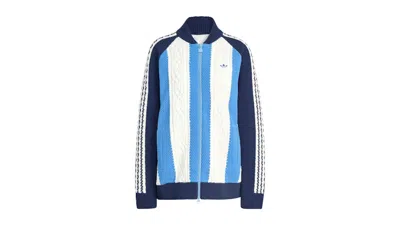 Pre-owned Adidas Originals Women's Archive Cutline Knit Track Top In Night Indigo/ash Blue
