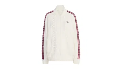Pre-owned Adidas Originals Women's Archive Cutline Knit Track Top In Off White