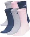 Adidas Originals Women's Athletic Cushioned 6-pack Quarter Socks In Gray