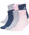 Adidas Originals Women's Athletic Cushioned 6-pack Quarter Socks In Multi