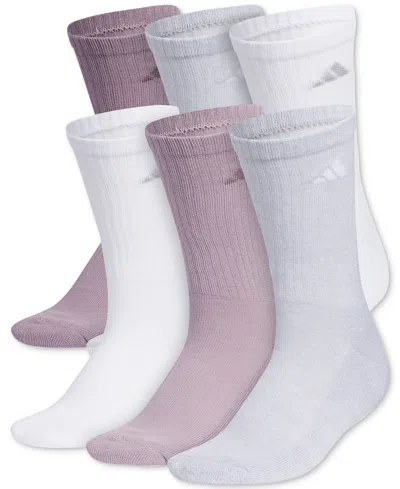 Adidas Originals Women's Athletic Cushioned Crew Socks, Pack Of 6 In Light Purple