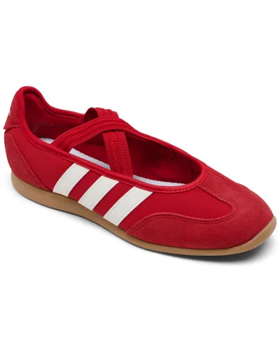 Adidas Originals Women's Barreda Mary Jane Sneakers From Finish Line In Scarlet,off White