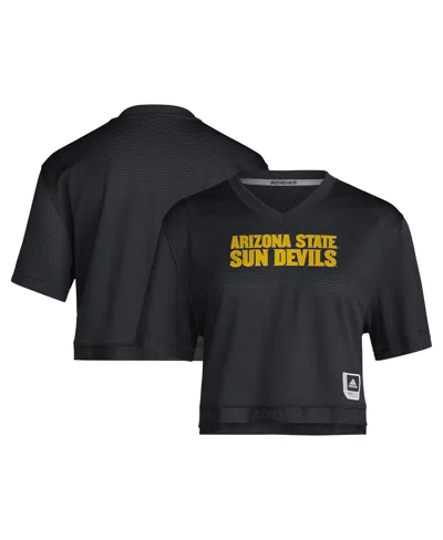 Adidas Originals Women's Black Arizona State Sun Devils Primegreen V-neck Cropped Jersey