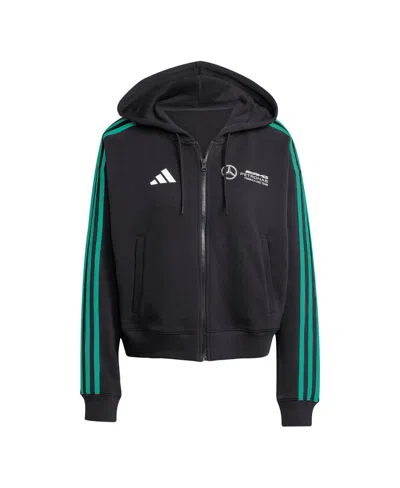 Adidas Originals Women's Black Mercedes-amg Petronas F1 Team Fan Wear Dna Alphaskin Full-zip Track Hoodie Jacket