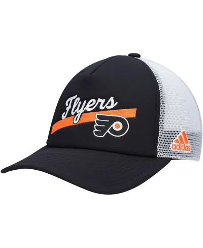 Adidas Originals Women's Black, White Philadelphia Flyers Foam Trucker Snapback Hat In Black,white