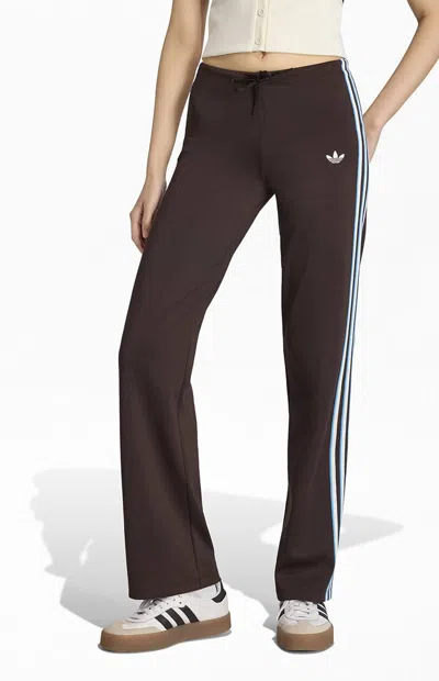 Adidas Originals Women's Brown 3-stripe Slouchy Straight Leg Track Pants