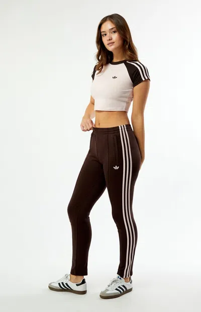 Adidas Originals Firebird Open Knit Track Pants In Brown