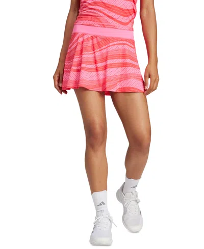 Adidas Originals Women's Club Wavy-print Tennis Mini Skort In Lucid Pink