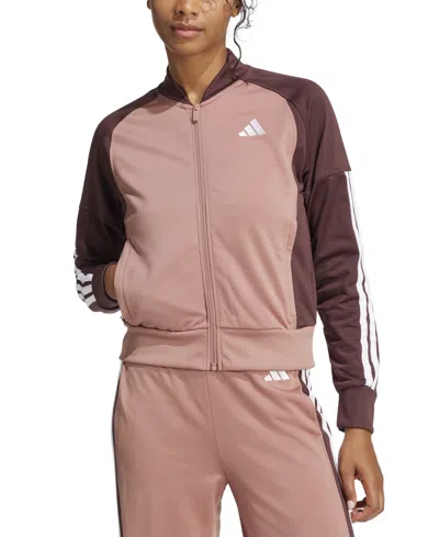 Adidas Originals Women's Colorblocked Tricot Tracksuit Jacket In Warm Clay
