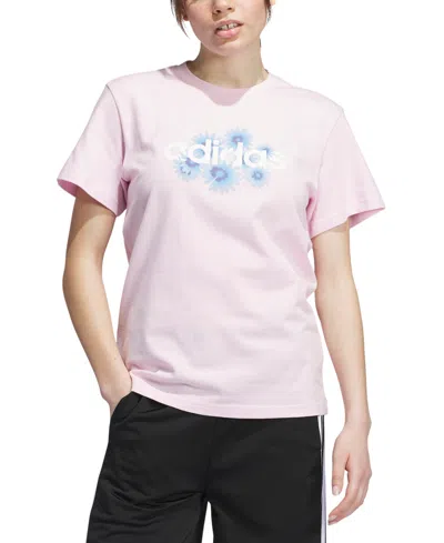 Adidas Originals Women's Cotton Daisy Logo Graphic T-shirt In Clear Pink