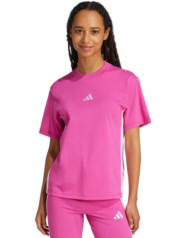 Adidas Originals Women's Cotton Essentials 3-stripe T-shirt In Pink
