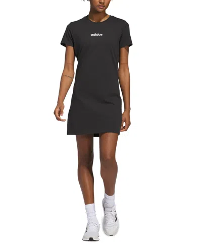 Adidas Originals Women's Cotton Essentials Short-sleeve T-shirt Dress In Black