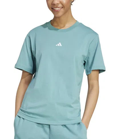 Adidas Originals Women's Cotton Essentials Small-logo T-shirt In Blue