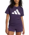 Adidas Originals Women's Cotton Metallic-logo Crewneck T-shirt In Blue