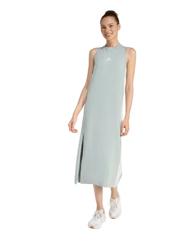 Adidas Originals Adidas Essentials 3-stripes Racerback Midi Dress In Gray