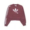 Adidas Originals Women's Cropped Crew Neck Sweatshirt Maroon In Burgundy