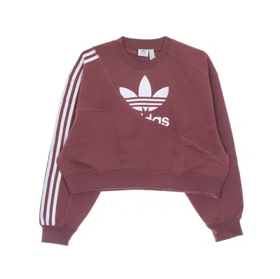 Adidas Originals Women's Cropped Crew Neck Sweatshirt Maroon In Burgundy