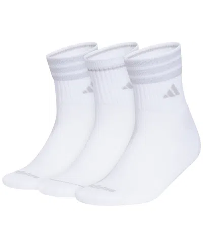 Adidas Originals Women's Cushioned 3-stripe 4.0 High Quarter Socks, 3-pack In White