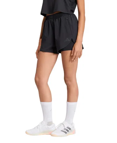 Adidas Originals Women's D4t High Rise Two-in-one Training Shorts In Black
