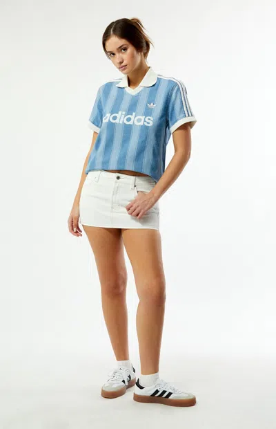 Adidas Originals Women's Denim Short Sleeve Football Jersey In Blue