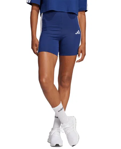 Adidas Originals Women's Essentials 3-stripe High-rise Bike Shorts In Blue