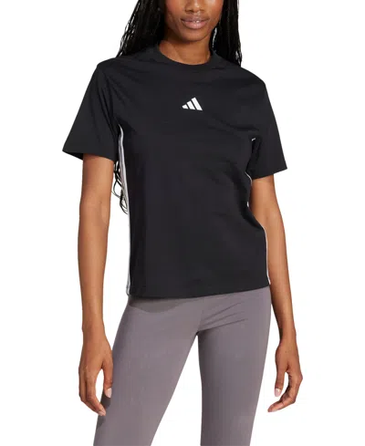 Adidas Originals Women's Essentials 3-stripes Cotton T-shirt In Black,white