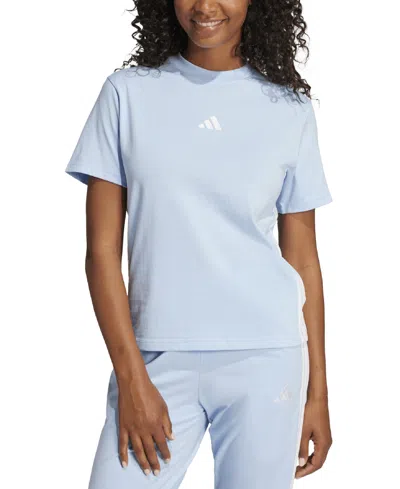 Adidas Originals Women's Essentials 3-stripes Cotton T-shirt In Blue