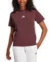 Adidas Originals Women's Essentials 3-stripes Cotton T-shirt In Ruby
