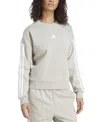 Adidas Originals Women's Essentials 3-stripes Fleece Crew Neck Sweatshirt In Gray