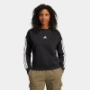 Adidas Originals Women's Essentials 3-stripes Fleece Sweatshirt In Black