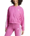 Adidas Originals Women's Essentials 3-stripes Lifestyle Bomber Jacket In Semi Lucid Fuchsia
