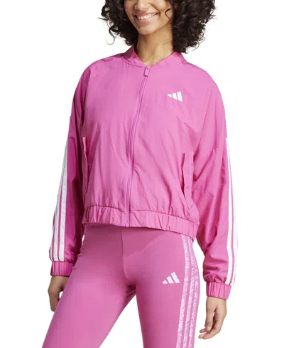 Adidas Originals Women's Essentials 3-stripes Lifestyle Bomber Jacket In Semi Lucid Fuchsia