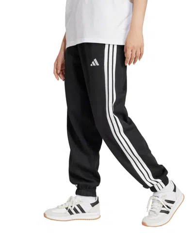 Adidas Originals Plus Size Essentials 3-striped Cotton French Terry Cuffed Joggers In Black,white