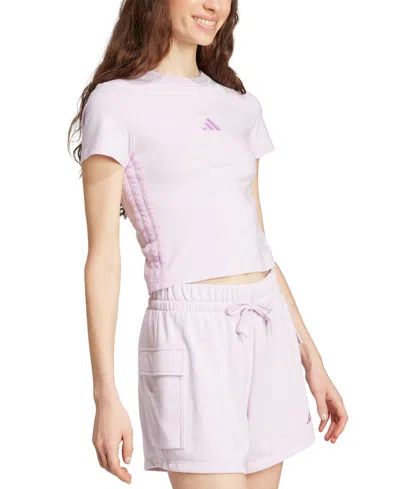 Adidas Originals Women's Essentials 3 Stripes Slim Baby T-shirt In Purple