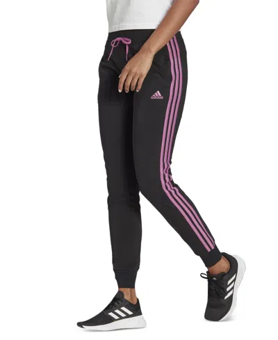 Adidas Originals Women's Essentials 3 Stripes Track Pants In Black,semi Pulse Lilac